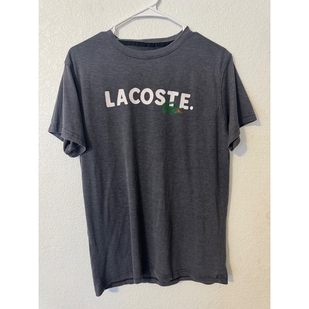 Lacoste Men's Logo Croc T Shirt Charcoal Gray Size Large Short Sleeve‎ Crew Neck